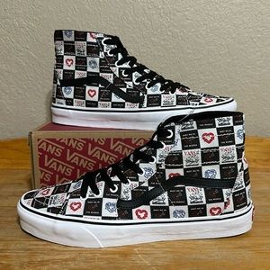 VansSk8 Hi Tapered Love letters Black True White mens size 12